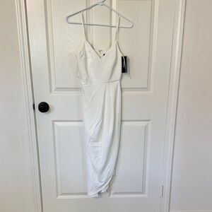 Lulus Elegant White Spaghetti-Strap Midi Dress